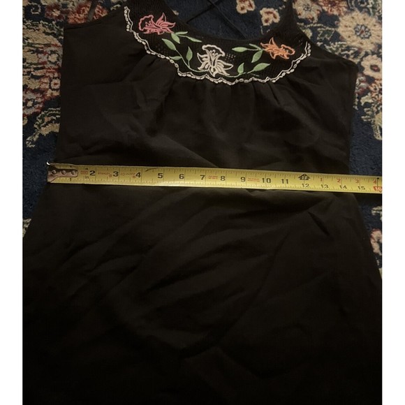 VTG Sweetees Embroidered Floral Black Zip Up Dress Boho Womens Size 8 - Picture 13 of 15